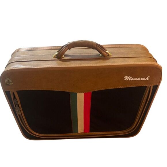 Monary Other - Vintage Monarch Faux Leather Traveling Bag Luggage Carry‎ On See Photo Damage